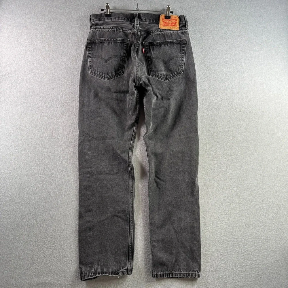 Levis Jeans Mens 33x34 (Fits 31x31) Faded Black 505 Straight Leg Cotton Classic